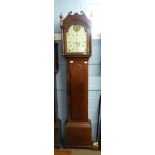 Mahogany cased 19th century longcase clock, the hand painted Roman dial with subsidiary hands, named