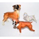 Group of ceramic dogs including two bulldogs (3)