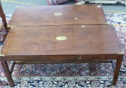 Pair of brass trimmed mahogany rectangular jointed tables, each approx 107 x 46cm