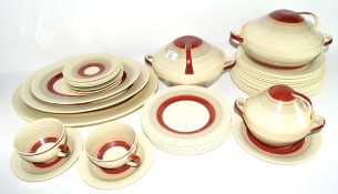 Quantity of mid-20th century Art Deco dinner wares designed by Susie Cooper comprising two tureens