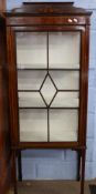 Edwardian mahogany china cabinet with inlaid decoration, width approx 59cm max