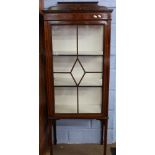Edwardian mahogany china cabinet with inlaid decoration, width approx 59cm max