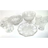 Miscellaneous lot of crystal glass including two Waterford vases, small Waterford dish, a Baccarat