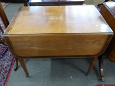 19th century Pembroke table raised on tapered legs with cross banded decoration, width approx 83cm