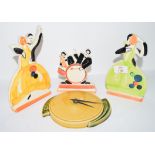 Quantity of Clarice Cliff style pottery figures made by Past Times, including figures of dancers and