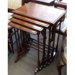 Nest of four inlaid mahogany tables, the largest approx 56 x 38cm