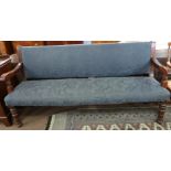 19th century upholstered settle, length approx 182cm