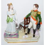 Large Continental porcelain figure group of Napoleon and Josephine on rectangular base, 28cm high