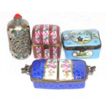 Small plastic bag containing quantity of 19th century enamel boxes by Limoges, (4)