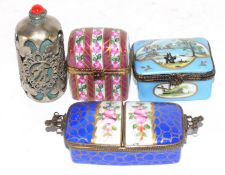 Small plastic bag containing quantity of 19th century enamel boxes by Limoges, (4)