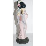 Lladro model of a young Oriental girl with fan
