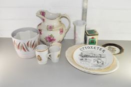 QTY OF VARIOUS CERAMICS INCLUDING FLORAL DECORATED WATER JUG ETC
