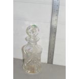 CUT GLASS DECANTER, HEIGHT APPROX 28CM