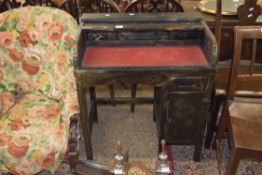 ORIENTAL STYLE DECORATED SMALL ROLL TOP DESK, WIDTH APPROX 70CM