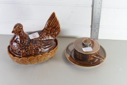 EGG CROCK AND A LIDDED SOUP BOWL