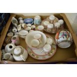 BOX CONTAINING PART COFFEE SETS INCLUDING HAND DECORATED