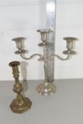 CANDELABRA AND SMALL COPPER CANDLESTICK