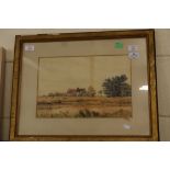WATERCOLOUR OF A RURAL FARM SCENE SIGNED SKINNER, APPROX 24 X 36CM