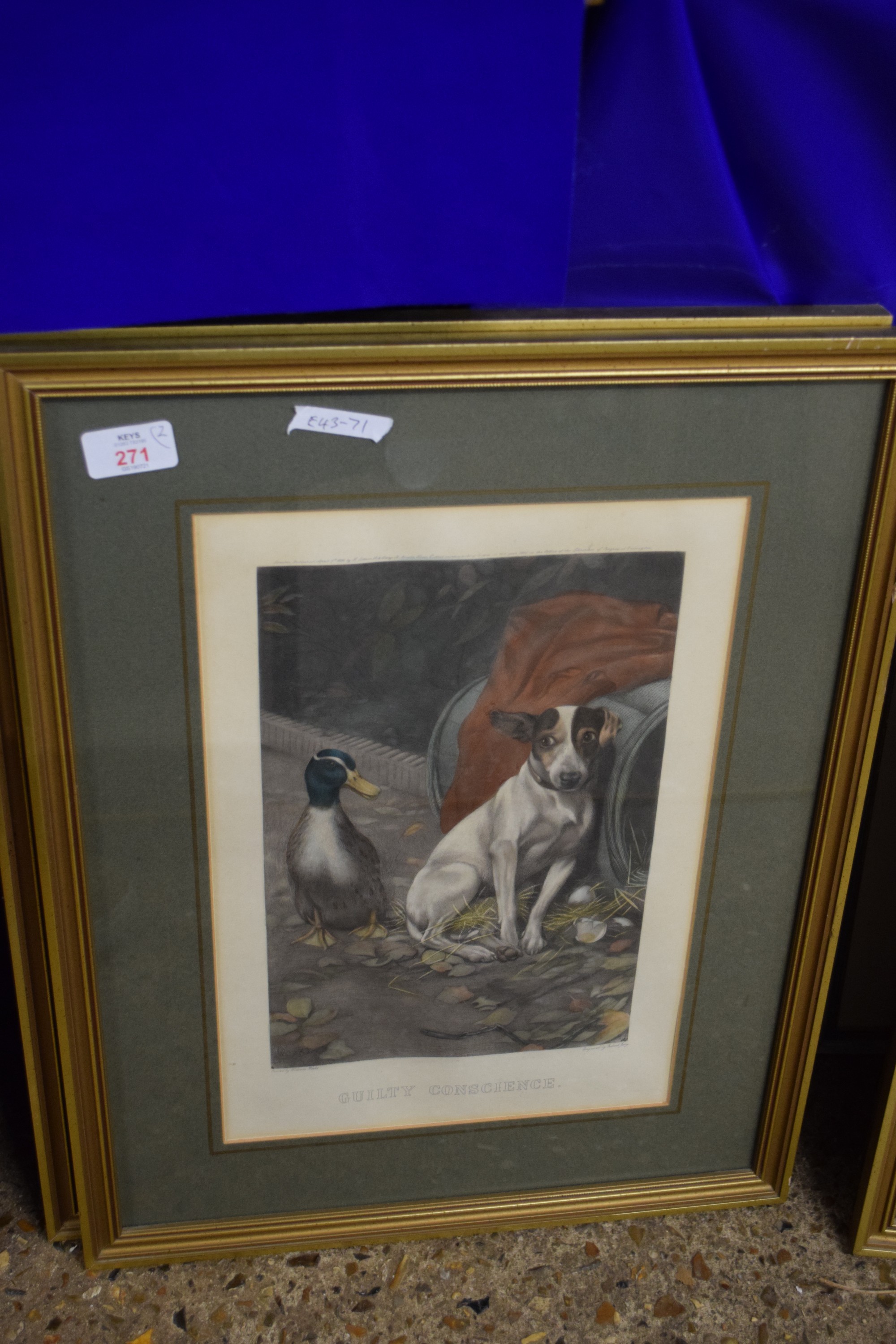 TWO FRAMED DOG INTEREST PRINTS AFTER WILLIAM WEEKS "GUILTY CONSCIENCE" AND "I SMELL RAT", EACH