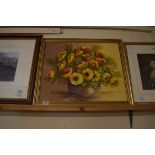 OIL ON BOARD SIGNED PYLE, STILL LIFE OF FLOWERS, 45 X 54CM