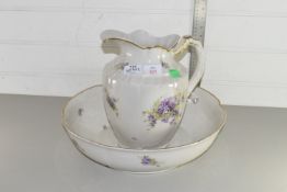 COMTE D'ARTOIS LIMOGES FLORAL DECORATED WASH JUG AND BOWL SET