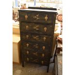 ORIENTAL STYLE DECORATIVE CHEST OF SIX DRAWERS, WIDTH APPROX 61CM