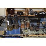 PAIR OF JUMELLE NAVAL BINOCULARS TOGETHER WITH A PAIR OF OPERA GLASSES AND A FURTHER VINTAGE PAIR OF