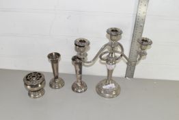 CANDELABRA AND VARIOUS OTHER SILVER PLATED ITEMS