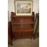 SMALL WATERFALL BOOKCASE WITH CUPBOARD BENEATH, WIDTH APPROX 77CM