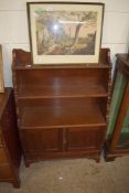 SMALL WATERFALL BOOKCASE WITH CUPBOARD BENEATH, WIDTH APPROX 77CM