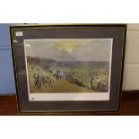 SET OF FIVE FRAMED HUNTING PRINTS AFTER LIONEL EDWARDS, EACH FRAME WIDTH APPROX 66CM