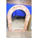 CERAMIC FRAMED ARCHED MIRROR, HEIGHT APPROX 76CM