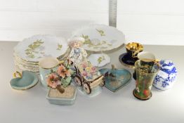 LIMOGES CAKE STAND AND PLATES AND VARIOUS OTHER CERAMIC PIECES