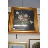 FRAMED STILL LIFE OF FLOWERS, WIDTH 63CM