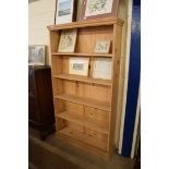 FULL HEIGHT PINE OPEN BOOKCASE, WIDTH APPROX 102CM
