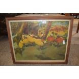 FRAMED PRINT DEPICTING DANCERS, FRAME WIDTH APPROX 72CM