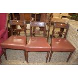 SET OF THREE LEATHER UPHOLSTERED DINING CHAIRS