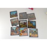 COLLECTION OF MAGIC LANTERN SLIDES DEPICTING COLOURED SCENES OF ORIENTAL AND BRITISH CHARACTERS