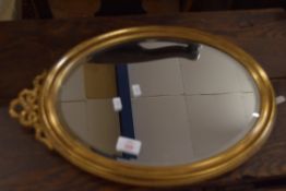 SMALL GILT FRAMED OVAL MIRROR, APPROX 50 X 35CM