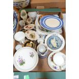 BOX CONTAINING QTY OF HOUSEHOLD CERAMICS, WILLOW PATTERN PLATES, ROYAL ALBERT ETC