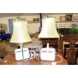 PAIR OF TABLE LAMPS FORMED AS ILLUMINATED FLOWER BASKETS, EACH BASKET APPROX 20 X 16CM