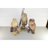 QTY OF RESIN FIGURES OF OWLS, LARGEST APPROX 40CM