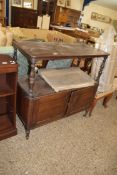 STAINED WOOD BUFFET WITH TURNED SUPPORTS, WIDTH APPROX 110CM