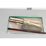 VARIOUS COLLECTABLES INCLUDING PAIR OF GLOVE STRETCHERS, CIGARETTE HOLDER CASE ETC
