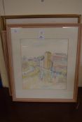 FOUR LARGE FRAMED WATERCOLOURS