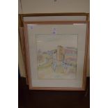 FOUR LARGE FRAMED WATERCOLOURS