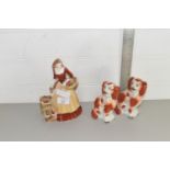 ROYAL WORCESTER STREET SELLERS FIGURE TOGETHER WITH A PAIR OF HAND FINISHED SMALL STAFFORDSHIRE