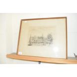 STIG BORGLIND (SWEDISH) ENGRAVING "DUTCH TOWN VIEW", APPROX 22 X 28CM