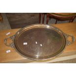 FORMERLY SILVER PLATED SERVING TRAY, LENGTH APPROX 78CM MAX