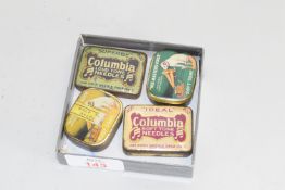 FOUR TINS OF GRAMOPHONE NEEDLES (COLUMBIA, HMV)
